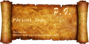 Páricsi Iván névjegykártya