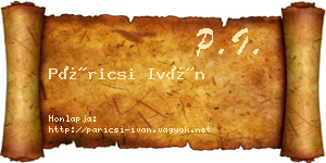 Páricsi Iván névjegykártya